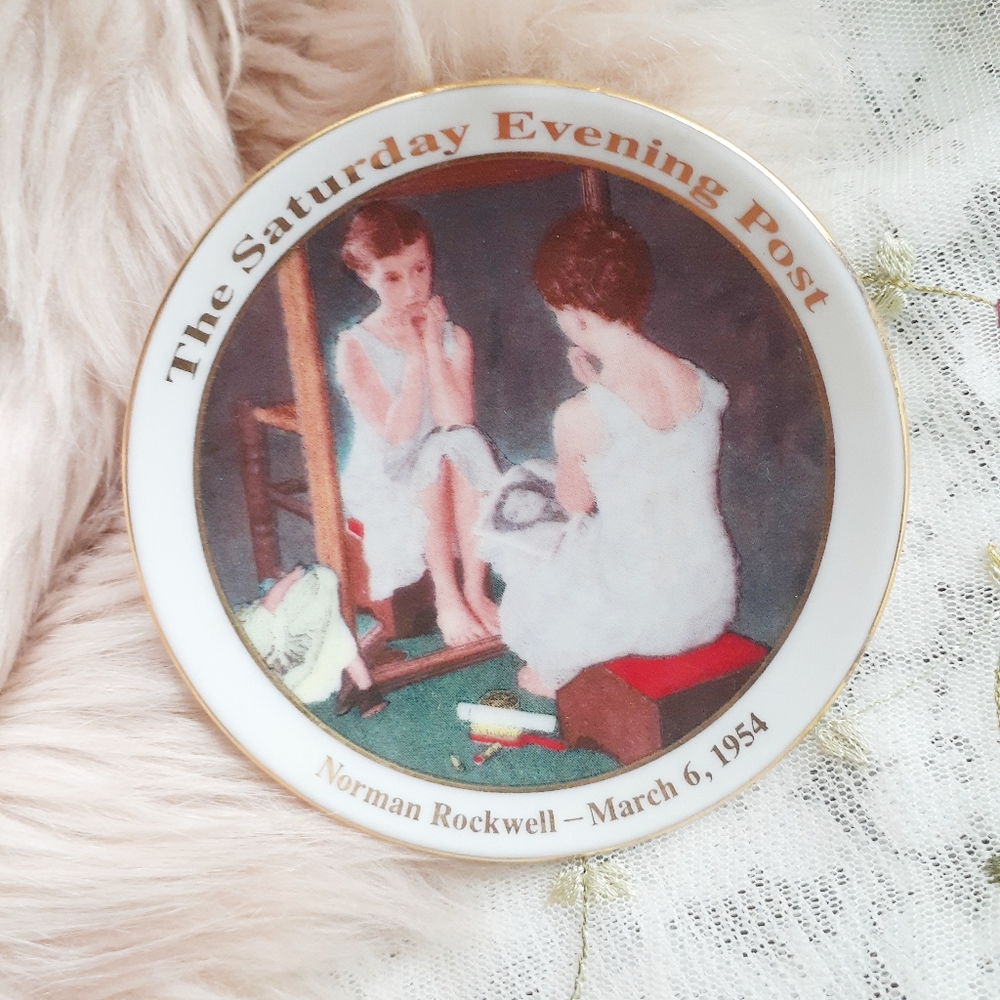 VTG Normal Rockwell Girl At the Mirror Mini Plate